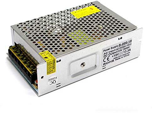 MEISHILE 15V 13.3A 200W LED Driver Switching Power Supply 110/220VAC-DC15V Transformer Monitoring Power Supply Industrial Power Universal Type