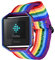 bandmax Kompatibel für Fitbit Blaze Armband, Regenbogen Nylon Gewebe Gurt Ersatzarmband mit bunten Rahmen Denimstoff Wrist Armband Uhrenarmband für Fitbit Blaze