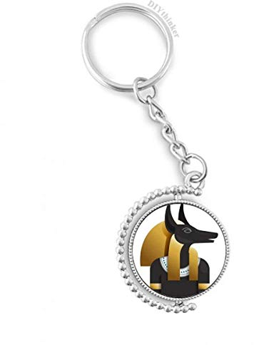 DIYthinker Das alte Ägypten Anubis-Kunst-Muster Drehbare Schlüsselanhänger Ringe 1.2 Zoll x 3.5 Zoll Mehrfarbig