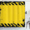ABAKUHAUS Grunge Duschvorhang, Hazard Vorsicht, Stoffliches Gewebe Badezimmerdekorationsset mit Haken, 175 x 200 cm, Gelb und Schwarz