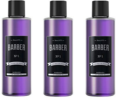 BARBER MARMARA No.1 Eau de Cologne Splash Herren (3x500ml) im Glas Flacon After Shave Men Duftwasser Rasierwasser Männer, Erfrischt kühlt langanhaltender Duft Herren Desinfizierend 70% Alkohol