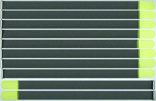 10x 80 cm x 50 mm FUK wiederverschleßbare Klett-Kabelbinder NEON GELB mit Metall-Öse - Kabel-Klettband 800 mm wiederverwendbar