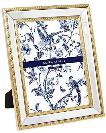 Laura Ashley Bilderrahmen, 20,3 x 25,4 cm, goldfarben, verspiegelt, mit Perlenrand, zur Wandmontage, für Tischdekoration, Fotogalerie und Wandkunst, 20,3 x 25,4 cm, goldfarben