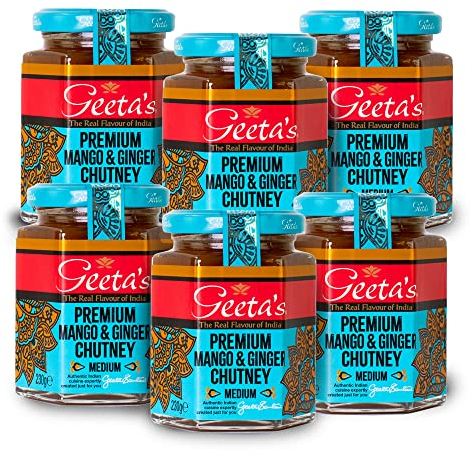 Geeta's Premium Mango & Ginger Chutney, 230g, Pack of 6