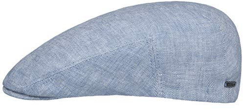 Stetson Just Linen Flatcap Damen/Herren - Made in The EU - Aus 100% Leinen - Mit Baumwolle gefüttert - Schirmmütze unifarben - Leinencap mit Metall-Emblem - Frühling/Sommer hellblau 60 cm