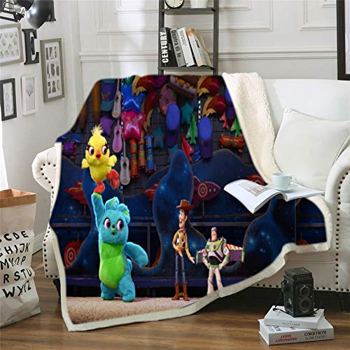 NICHIYO Toy Story Bett Decken, Cartoon Anime Fleece Fleecedecken for Erwachsene Kinder, 100% Mikrofaser, for Bettcouch und Sofa (7,100 cm x 140 cm)