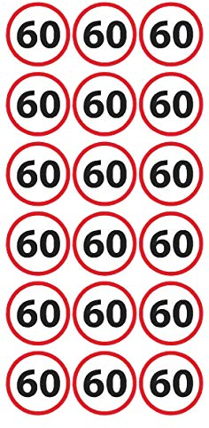 MKM Print - Geburtstags Sticker 60 Jahre | 54 Stück | Aufkleber für Runde Geburtstage DIY