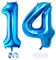 Xihuimay 40 Nummer 14 Folienballon Zahl 14 Luftballon Ziffer 14. Geburtstag Ballon 100cm Riesen Ballons Luft oder Helium Digitaler Ballon für Mädchen Junge Jubiläum Feierliche Anlässe, Blau XXL