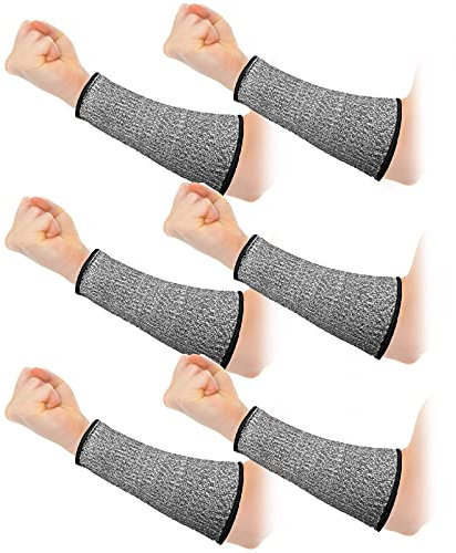 3 Paar Armschoner für dünne Haut und Prellungen, schnittfeste Unterarmmanschetten, Stufe 5, Armschutz gegen Verbrennungen, GRAU, 7.9 Inch