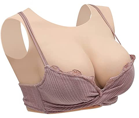 KUMIHO Silicone Breastplate Realitic Breastform Round Collar with Hollow back for Crossdresser Transgender Mastectomy Prosthesis Enhancer B-G CUP