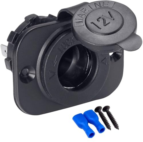 AUTOZOCO Toma de Corriente Empotrable Mechero 12V, Enchufe de encendedor, Toma de encendedor, Conector de mechero, Incluye tornillos y faston, Apto para coche, motocicleta marina, camión, ATV, RV