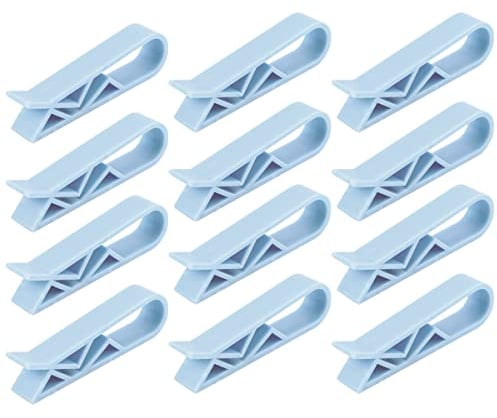 Jagowa 12 Pcs Garbage Bin Clips Multifunctional Creative Anti-Slip Kitchen Fixed Trash Bag Holder Trash Can Clip (Blue)