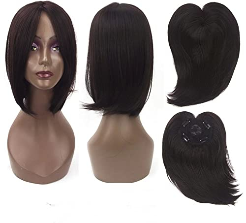 iLUU Synthetic Hair Clip In Bangs Hair Topper – Haarfüller – Haarteile für Frauen und Männer als Ersatz gegen Haarausfall (60 g, Schwarz/Goldbraun)
