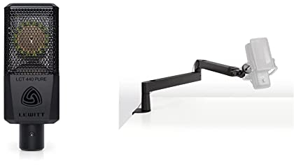 Lewitt LCT-440-PURE Großmembran-Kondensatormikrofon & Elgato Wave Mic Arm LP - Premium Low Profile Mikrofonarm mit Kabelkanälen für einen sauberen Arbeitsplatz, Tischklemme, vielseitig