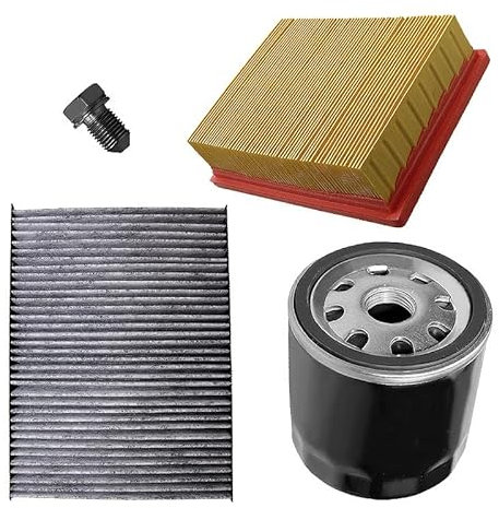 ATEC Germany Inspektionspaket Filterset mit 2x Luftfilter; 1x Innenraumfilter (Pollenfilter) mit Aktivkohle; 1x Ölfilter; 1x Ölablassschraube inkl. Dichtring