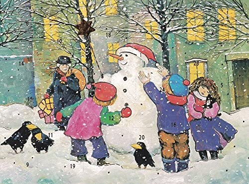 Wunderschöner nostalgischer Adventskalender A4 Weihnachtsmann Schneemann
