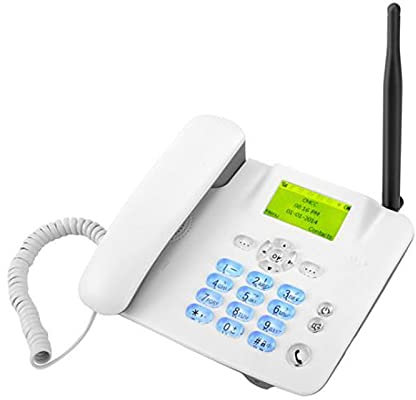 Quadband GSM Classic Desk TelePhone,Wireless Fixed Phone Desktop Telephone,for Home, Office, Hotel,Display Date And Time, Handsfree,GSM Business Desk Phone,SIM Card Phone,White