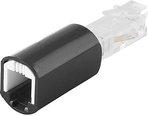 BestPlug Twist Stop drehbarer Adapter für Festnetztelefon-Kabel Telefon-Kabel RJ10 4-polig Stecker männlich auf RJ10 4-polig Buchse Kupplung weiblich, schwarz