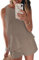 Maavoki Jumpsuit Damen Elegant Sommer Ärmellos Overall mit Rüschen Frauen Oberteile Top und Kurze Hose Kahki L