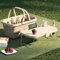 Cesta de picnic plegable con mesa de bandeja, caja de almacenamiento plegable con tapa, cubo portátil para picnic, barbacoa, camping, pesca (caqui)