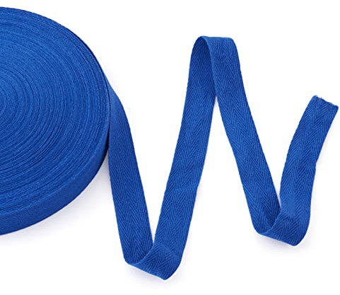 Craftdady Baumwoll-Twill-Band mit Fischgrätenmuster, 45 m, weiches Schrägband, Wimpelkette zum Nähen, Schneidern, Verpacken, Königsblau