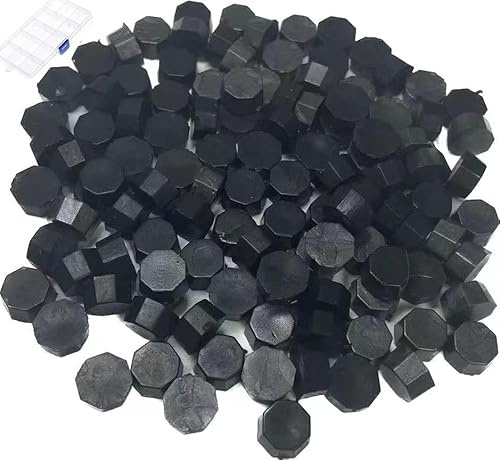 YOKIOU 220 Stück Siegelwachs Perlen Schwarz Siegel Perlen Set Wachs Siegel Stempel Umschlägen für Basteln von Briefmarken Geschenkverpackung (black)
