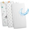 Spannbettlaken Kinderwagen Baby Spannbetttücher 3er Set: 90 x 55 cm - 2X Bettlaken + 1x wasserdichter Matratzenschoner - Babybett Zubehör für Kinderbett Beistellbett Stubenwagen