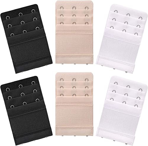 6 Pezzi Allunga Reggiseno, Witbicg Ganci Reggiseno Estensione, Prolunghe Per Reggiseno Gancetti Per Reggiseno Ganci Reggiseno Allungatore Reggiseno Elastico Soft Comfort (3 File x 3 Ganci, 3 Colori)