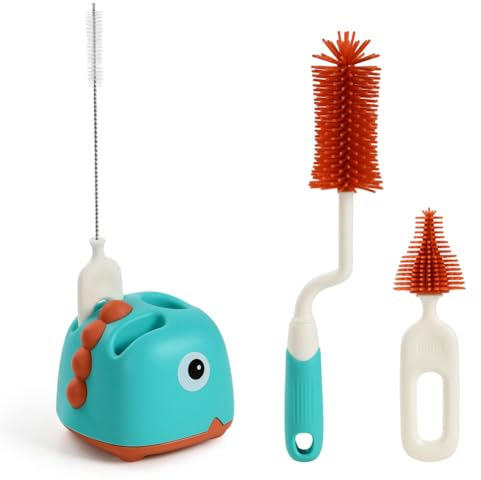 Vicloon Baby Bottle Brush, 4 in 1 Rotary Bottle and Teat Cleaning Brush, Silicone Bottle Cleaner Brush for Cleaning Water Bottles Baby Bottles Glass Cup Thermoses(Green)