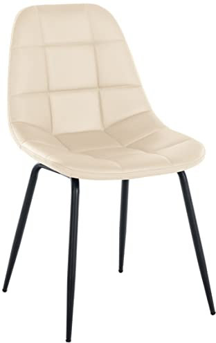 CLP Stuhl Tom I Esszimmerstuhl Mit Hochwertiger Polsterung I Besucherstuhl Mit 4-Fuß Metallgestell, Farbe:Creme, Material:Kunstleder