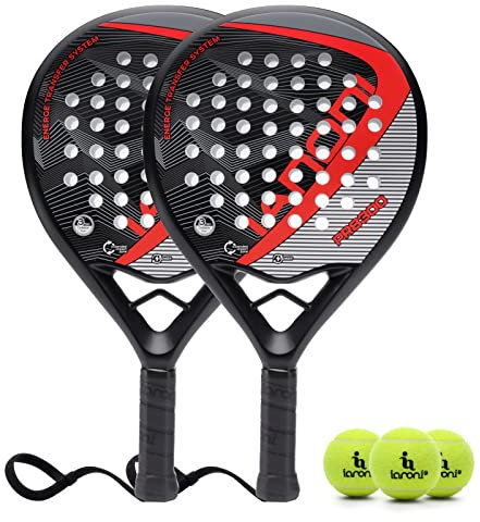 Pala de pádel de superficie de fibra de carbono con espuma viscoelástica EVA, ligera, 8300-rojo-2 unidades