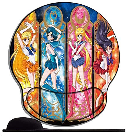 Mauspad Gelkissen mit Handauflage Anime Mädchen Sailor Moon Sty58 Ergonomisches Handgelenkauflage Gelkissen Mausunterlage für Computer und Laptop Reduziert die Handgelenkbelastung