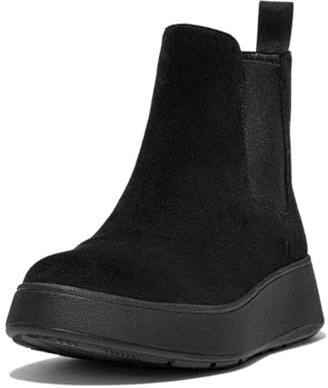 Fitflop Stivali Chelsea Flatform in Camoscio F-Mode, Stivaletto Uomo, Tutto Nero, 43 EU