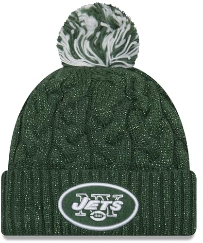 New Era Offizielle NFL-Mütze für Damen, mit Zopfmuster, Bommel, Grün , Einheitsgröße