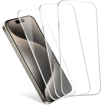 CELLONIC 3x Screen Protector compatible with iPhone 15 Pro | 2.5D (curved edges), Real glass (hardness grade: 9H), for iPhone 15 Pro