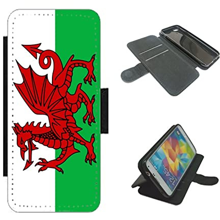 Customised-Printing Welsh Flag phone case Wallet for iPhone 14+ Wales Dragon flip cover PU leather (Apple iPhone 14 Plus)