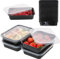 Coselena 50Pcs Black Plastic Meal Prep Containers with Lids - Microwave Safe, Freezer Storage, 500ml