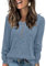 ABINGOO Damen Pullover Lässige Sweater Leichtes Henley Shirt Rundhals Herbst Strickpullover Einfarbig Langarm Locker Basic Tunika Tops(Blau,S)