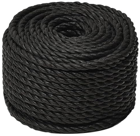 ZEYUAN Corde de Travail Noir 10 mm 100 m polypropylène,Corde en Nylon De,Parachute Cord