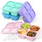 MEEYUU 4 Pack Snack Containers, 4 Compartments Bento Snack Box, Reusable Meal Prep Lunch Containers for Kids Adults, Divided Food Storage Containers for School Work Travel (Green/Blue/Pink/Purple)