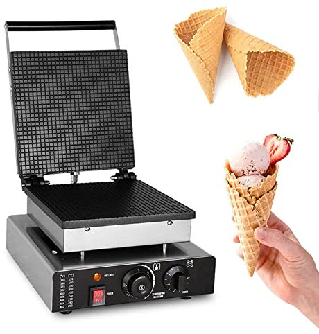 Electric Waffle Cone Maker Stainless Steel Ice Cream - Nonstick Mold for Homemade DIY Ice Cream Cone Baking Pan - House Commercial Use