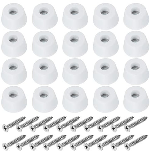PATIKIL Cutting Board Feet,12 Pieces Non Slip Rubber Feet Bumpers with 304 Stainless Steel Screws for Cutting Board Furniture Chairs Desks 0.98Wx0.47H, White