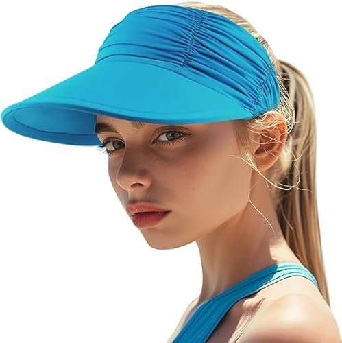 Baynetin Visera Mujer, Anti UV Gorra, Plegable Sombrero De Playa, Deportiva Protección UV, Duplica Protección de Piel, Sombrero de Sol para Juego, Deportivas para Exteriores (Z_Azul Pavo Real)