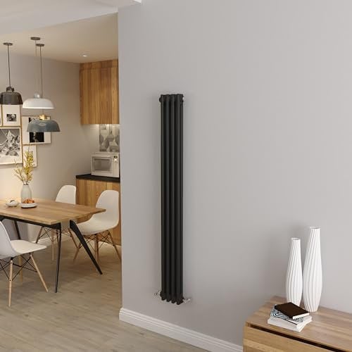 Biubiubath Black 1500x200mm Tall Cast Iron Vertical Double Column Traditional Central Heating Horizontal Radiators