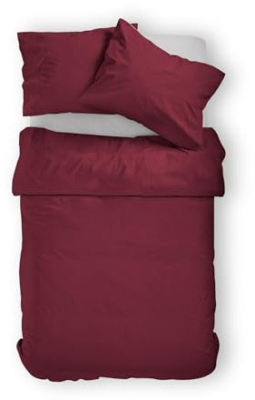 BLUE MOON Mako-Satin Premium Bettwäsche 140x200 cm Satin 100% Baumwolle Bettwäsche - Made in EU - 1x Bettbezug 140x200 cm und 1x Kopfkissenbezug 70x90 cm (Bordeaux, 140 x 200 + 70 x 90 cm)