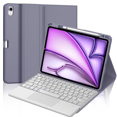 IVEOPPE Tastiera iPad Air 11 (M3 2025/M2 2024) con Touchpad, Cover Tastiera Trackpad Italiano QWERTY Bluetooth Staccabile iPad Air 11 2024/2025, Viola lavanda
