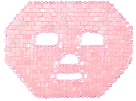 AUOQKQUT Jade Face Mask Natural Stone Crystal Masks Cold Eye Facial SPA Massager Beauty Skin Care Tools,Opalite Mask home decoration(Color:Rose Quartz Mask)