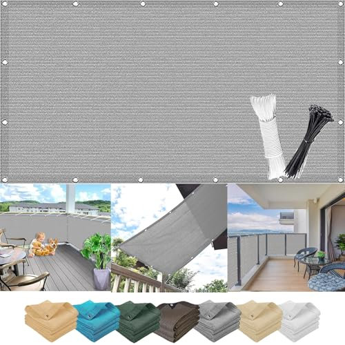 Brise Vue Occultant 1.3 x 3 m, Protection UV Résistant Déchirures et Au Vent Protection Contre Les Regards Panneau de Clôture Brise, with Rope, pour Balcon, Gris