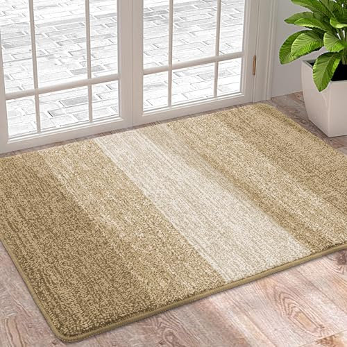Homaxy Door Mats Indoor, Machine Washable Soft Doormats, Dirt Trapper Super Absorbent Entrance Rug, Non-slip Floor Mats For Inside, Front Back Door, Pets and Dogs (50 X 80 cm, Beige)