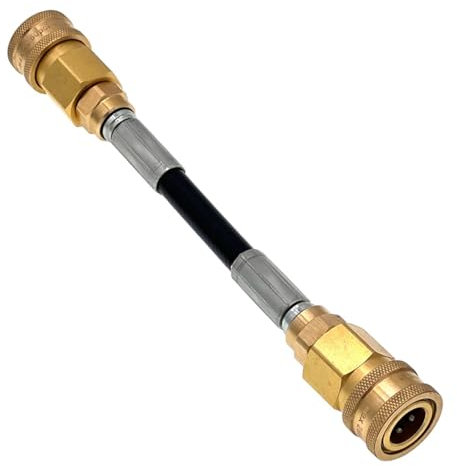 M&M Smartek Raccord rapide pour nettoyeur haute pression femelle 3/8 vers 3/8 – 20 cm de long, douille en laiton et tuyau en PVC, 160 bar